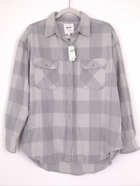 Aerie LumberJane Flannel Shirt oversized layering grunge country cabin cozy gray